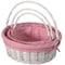 Wickerwise White Round Willow Gift Basket with Pink and White Gingham Liner and Sturdy Foldable Handles 3 Set QI004620.PK.3 - alternate 1